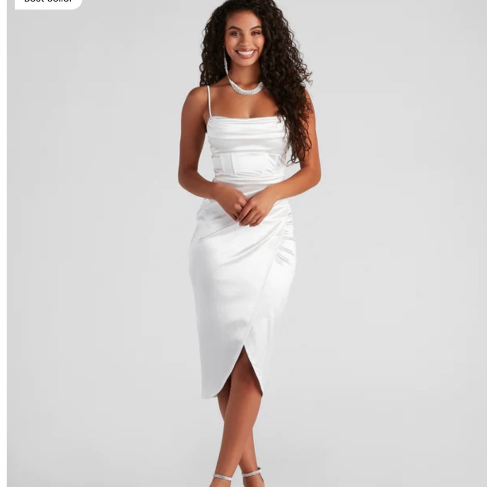 Windsor white satin midi corset dress size small